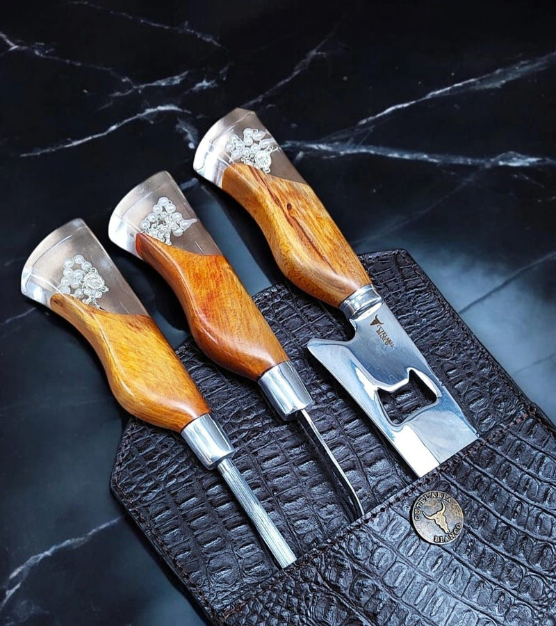 Kit Churrasqueiro - Cabo terço - Três peças